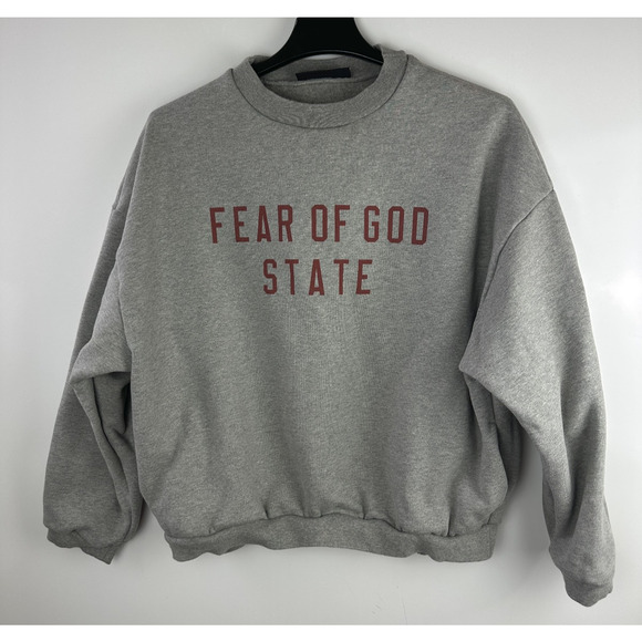 Essentials Fear of God State Sweatshirt Fleece Crew Neck Heather Oatmeal Medium - Picture 16 of 16